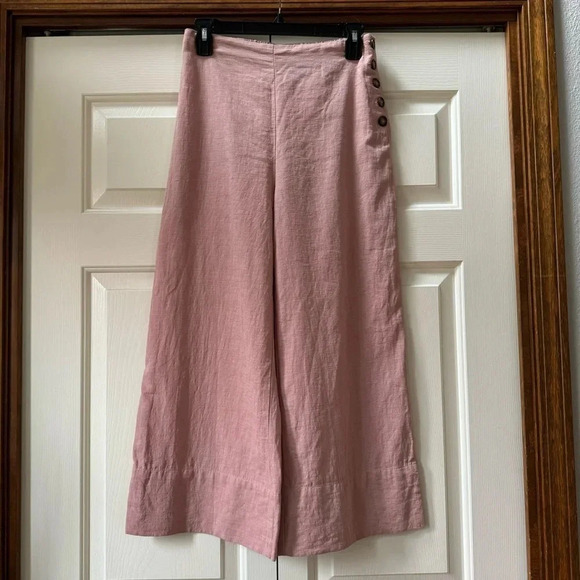 GOOD LUCK GEM Linen high waisted wide leg trouser pants women’s size medium - Picture 1 of 13
